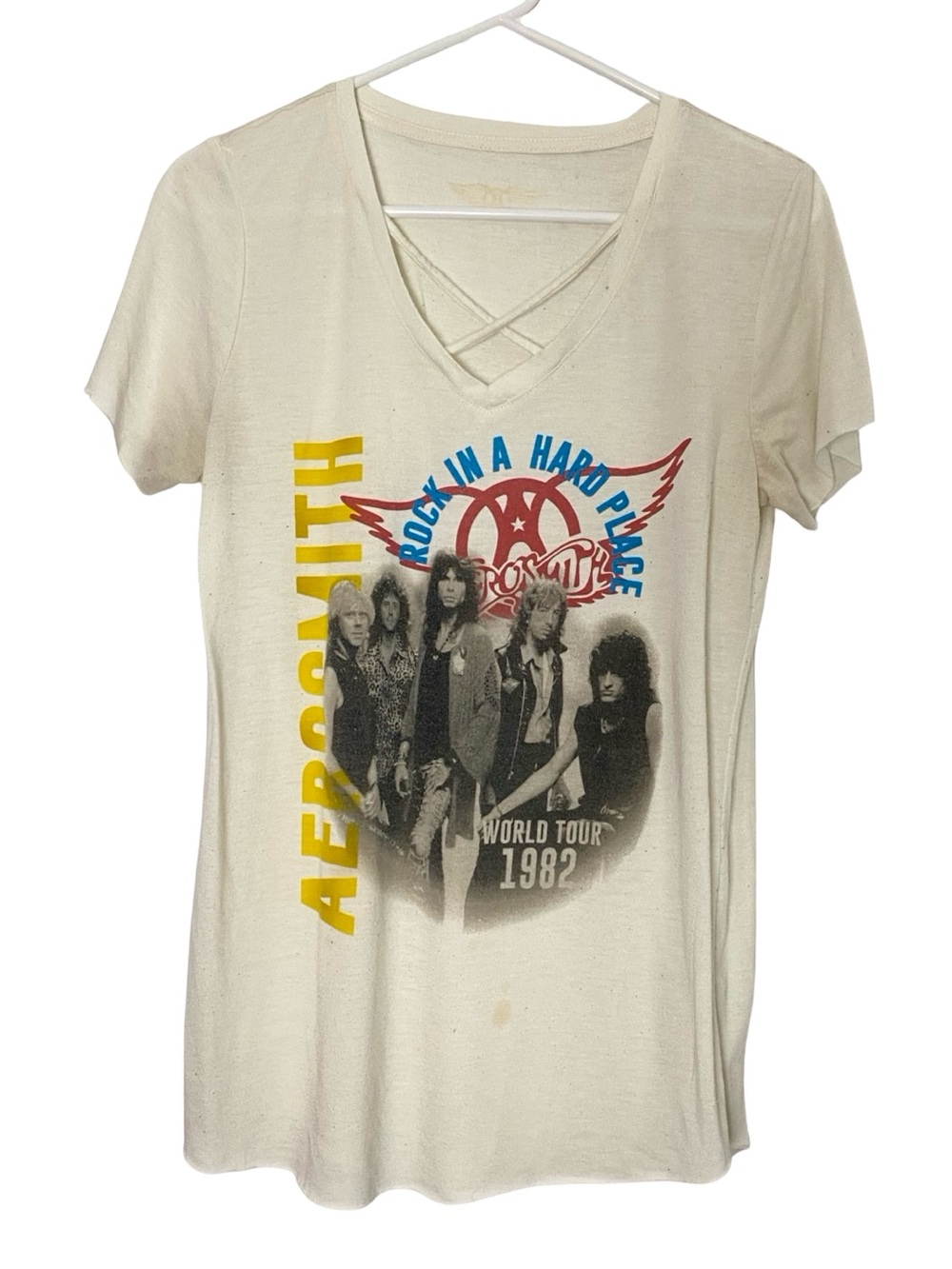 Aerosmith Band Tee Tshirt Womens Size Small - Medium Chest 18 x Length 26 Retro